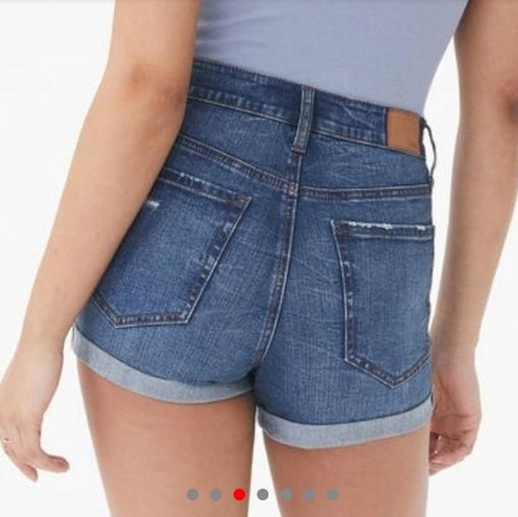 Aeropostale Seriously Stretchy Super High Rise Denim Midi Shorts Sz 12 Distress - Picture 2 of 8